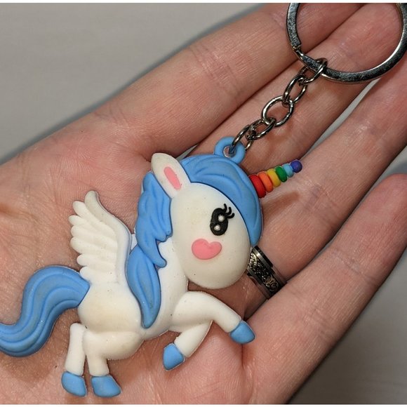 Blue And White Unicorn Key Chain - Picture 1 of 2
